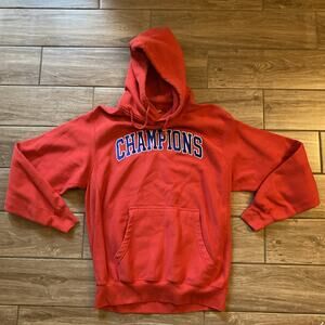 Vintage Red Champion Warmup Hoodie Pullover Size Medium